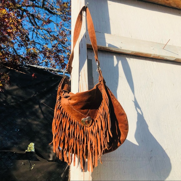 Vintage real leather fringe shoulder purse… - Picture 5 of 10